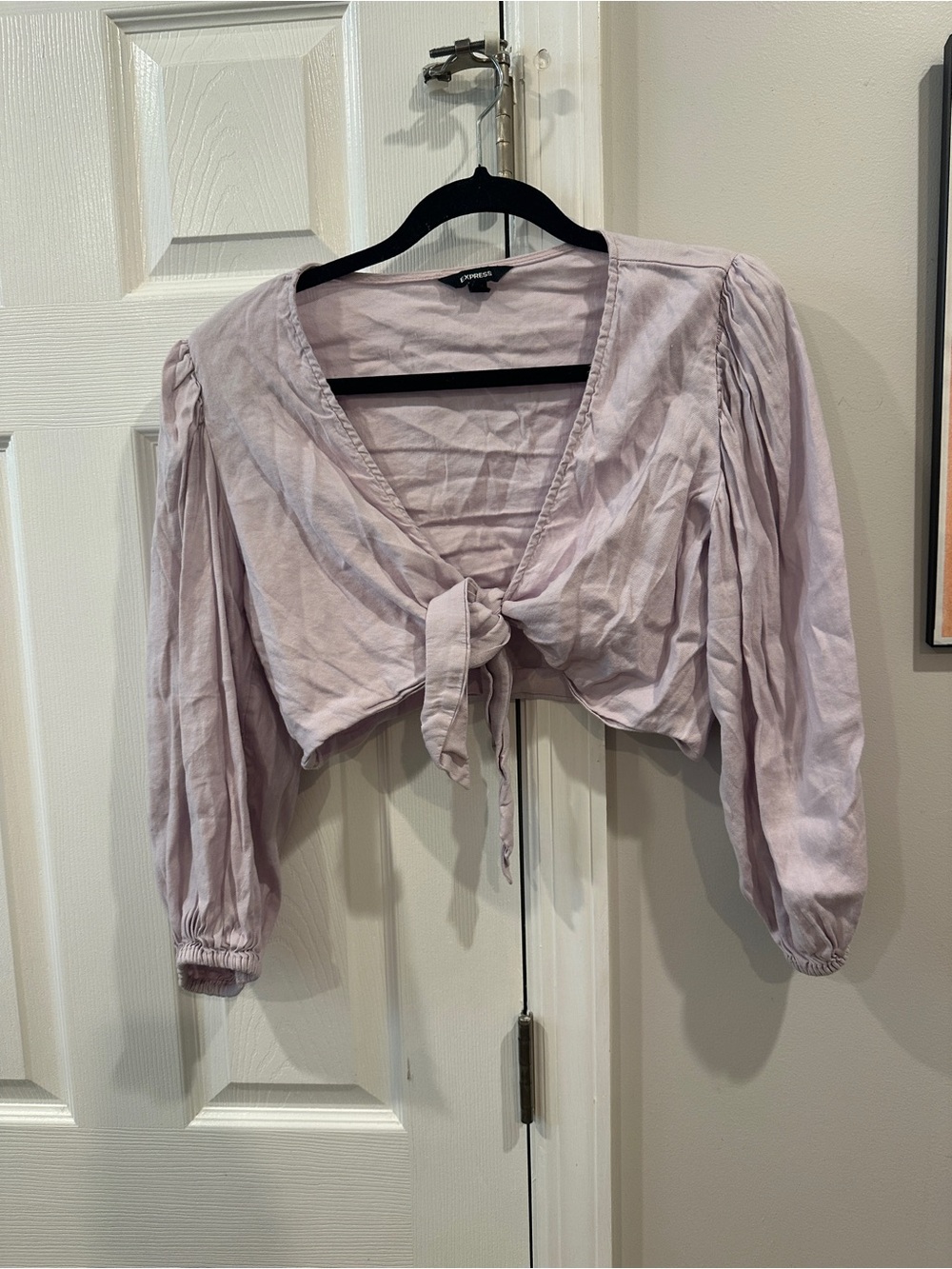 Express Light Lavender Tie-Front Blouse
